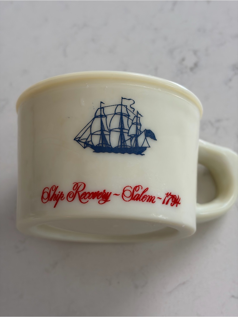Vintage Old Spice Shaving Soap Mug - Shulton - Ship Grand Turk Salem 1786 - EUC
